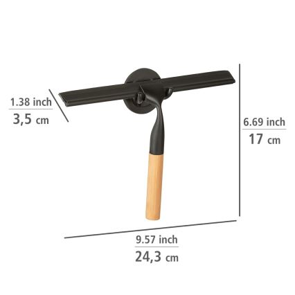 WENKO 24834100 - Bambus-skraber 24,5x17 cm rustfrit stål/sort/brun