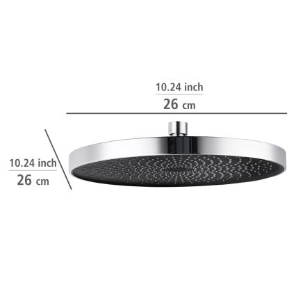 WENKO 24910100 - Brusehoved SOFTWATER 26x26 cm blank krom/sort