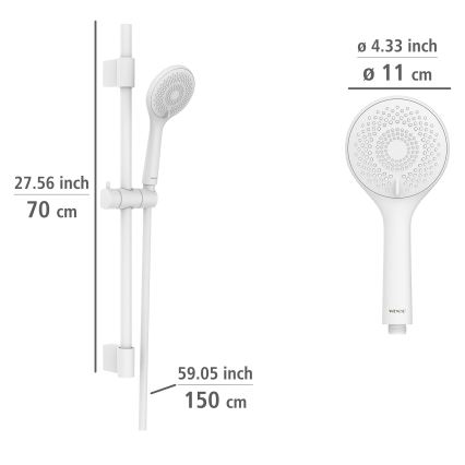 WENKO 24916100 - Brusesæt Vandbesparende system 70 cm hvid