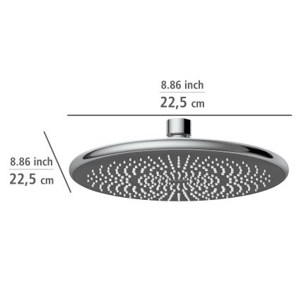 WENKO 24926100 - Bruserhoved Vandbesparende system 22,5x22,5 cm blank krom/grå
