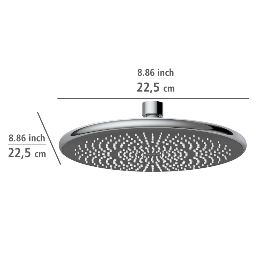 WENKO 24926100 - Bruserhoved Vandbesparende system 22,5x22,5 cm blank krom/grå