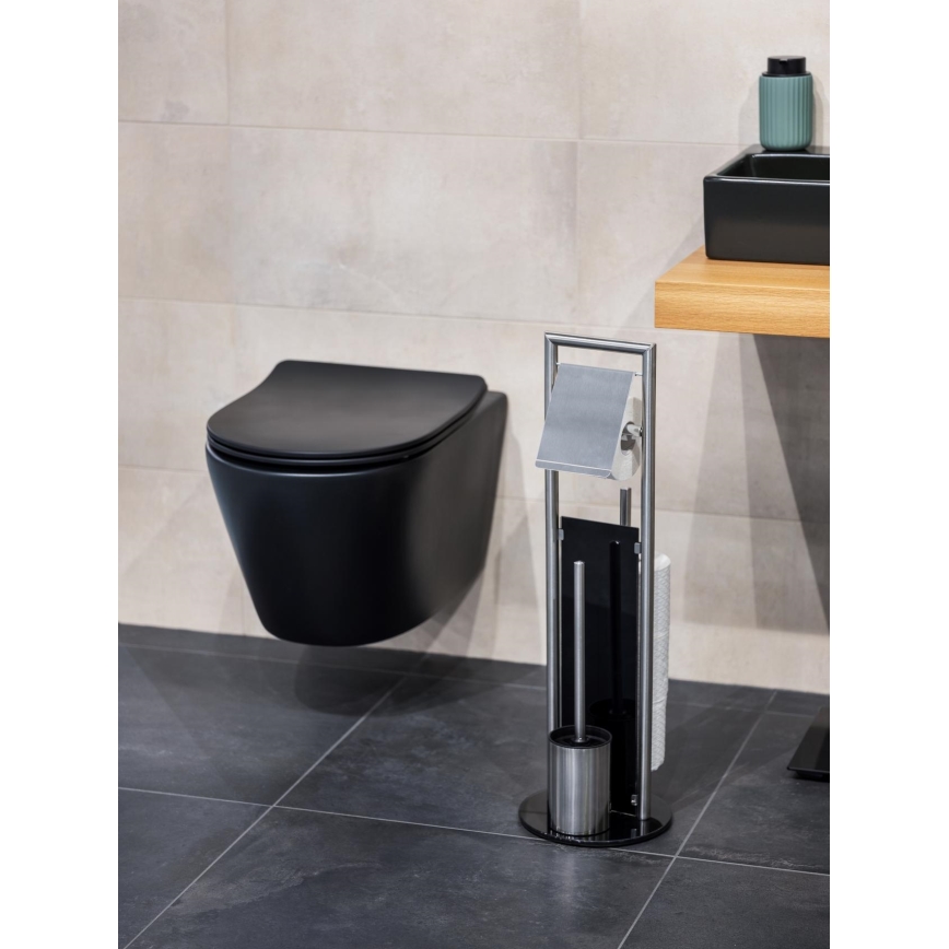 WENKO 24981800 - WC-sæt RAVINA 20x70 cm rustfrit stål/sølvfarvet