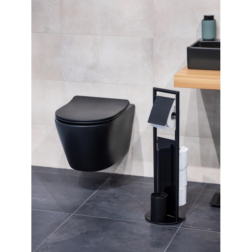 WENKO 24982800 - WC-sæt RAVINA 20x70 cm rustfrit stål/sort