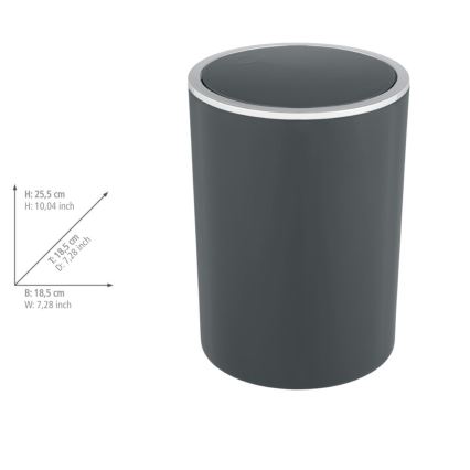 WENKO 25146100 - Kurv INCA 18,5x25,5 cm antracit/blank krom