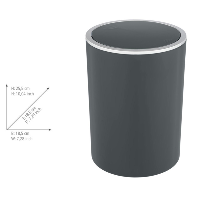 WENKO 25146100 - Kurv INCA 18,5x25,5 cm antracit/blank krom