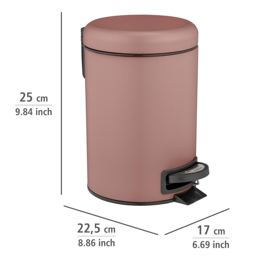 WENKO 25155100 - Affaldsspand LEMAN 17x25 cm rosa/sort