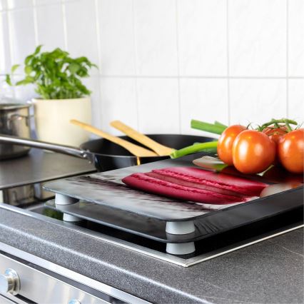 WENKO 2521496100 - Beskyttelsesplade til kogeplade 52x30 cm farverig/grå/gennemsigtig