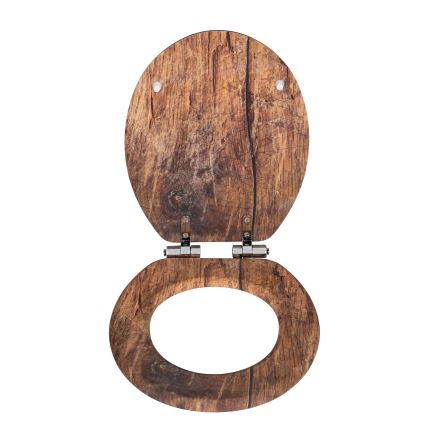 WENKO 25226100-WC toiletsæde RUSTIC 35,5x42,5 cm brun/sølv