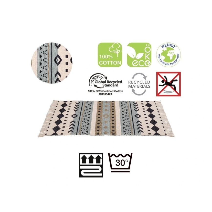 WENKO 25277100-Måtte i genbrugsbomuld 80x50 cm, flerfarvet