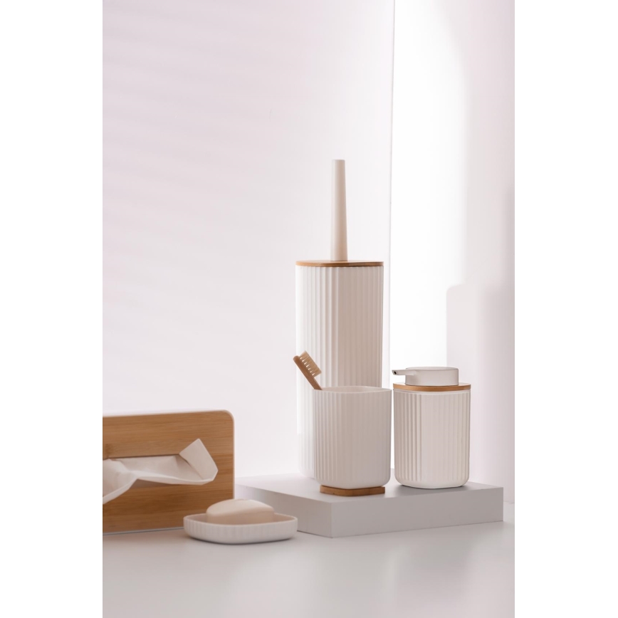 WENKO 25294100 - Sæbedispenser ROTELLO 8,9x12,7 cm hvid/brun