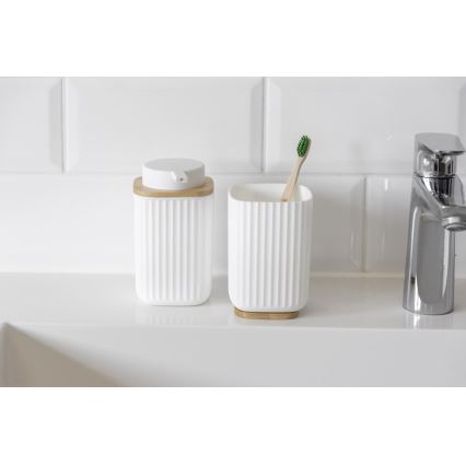 WENKO 25294100 - Sæbedispenser ROTELLO 8,9x12,7 cm hvid/brun