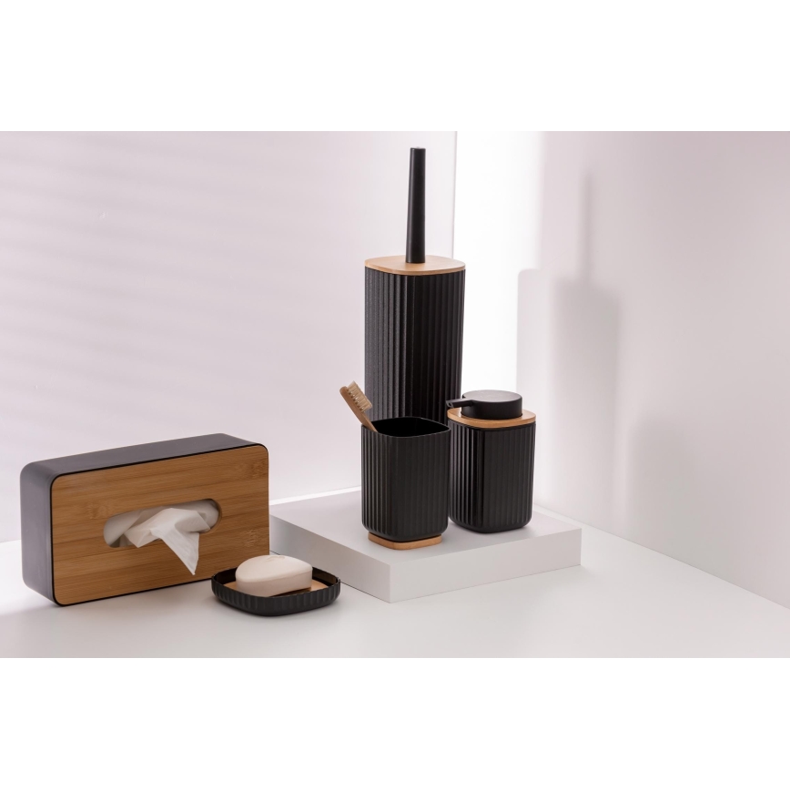 WENKO 25298100 - Sæbedispenser ROTELLO 8,9x12,7 cm sort/brun