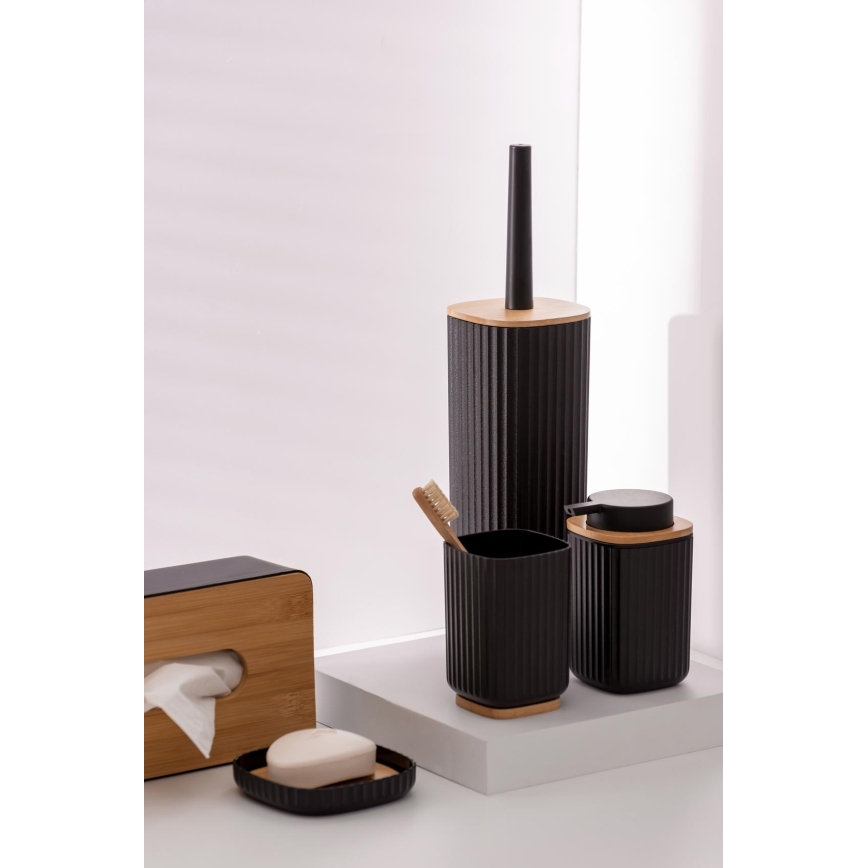 WENKO 25298100 - Sæbedispenser ROTELLO 8,9x12,7 cm sort/brun