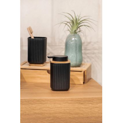 WENKO 25298100 - Sæbedispenser ROTELLO 8,9x12,7 cm sort/brun