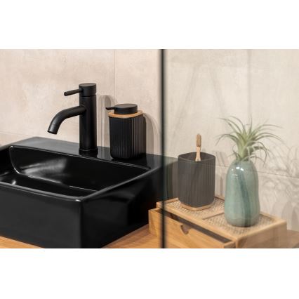 WENKO 25298100 - Sæbedispenser ROTELLO 8,9x12,7 cm sort/brun
