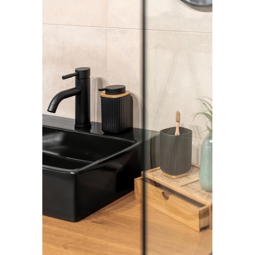 WENKO 25298100 - Sæbedispenser ROTELLO 8,9x12,7 cm sort/brun