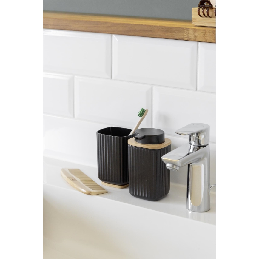 WENKO 25298100 - Sæbedispenser ROTELLO 8,9x12,7 cm sort/brun