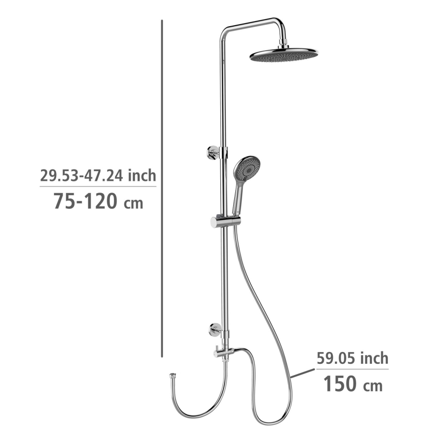 WENKO 25310100 - Brusesæt med vandbesparende system, rustfrit stål/blank krom