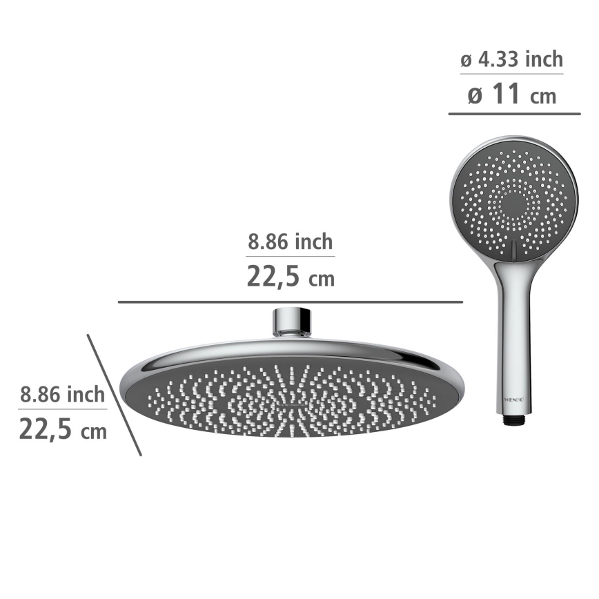 WENKO 25310100 - Brusesæt med vandbesparende system, rustfrit stål/blank krom