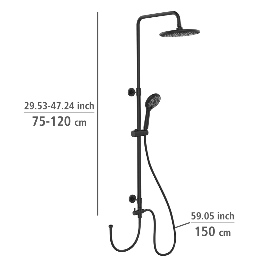 WENKO 25311100 - Brusesæt WATERSAVING SYSTEM 120 cm sort