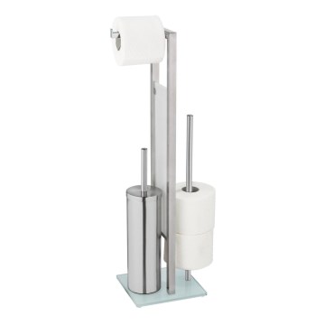 WENKO 25399100 - WC-børste RIVALTA 18x70 cm sølv/hvid/sort