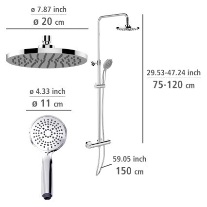 WENKO 25483100 - Brusesystem Vandbesparende system 120 cm poleret krom