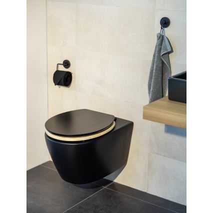 WENKO 25772100 - WC-sæde BAMBUZA 37x44 cm sort/brun/forkromet