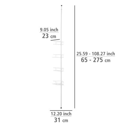 WENKO 26015100 - Hjørnehylde DOLCEDO 31x230 cm rustfrit stål/hvid