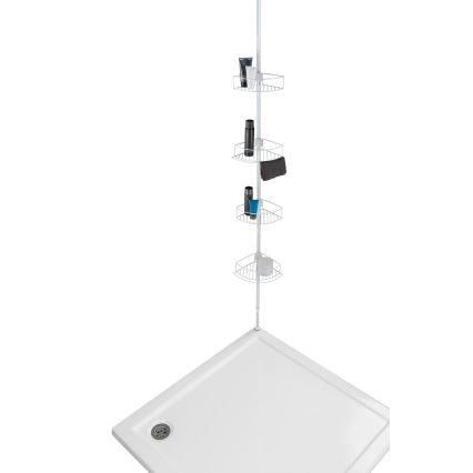 WENKO 26015100 - Hjørnehylde DOLCEDO 31x230 cm rustfrit stål/hvid