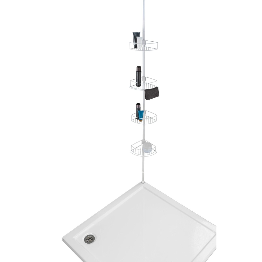 WENKO 26015100 - Hjørnehylde DOLCEDO 31x230 cm rustfrit stål/hvid