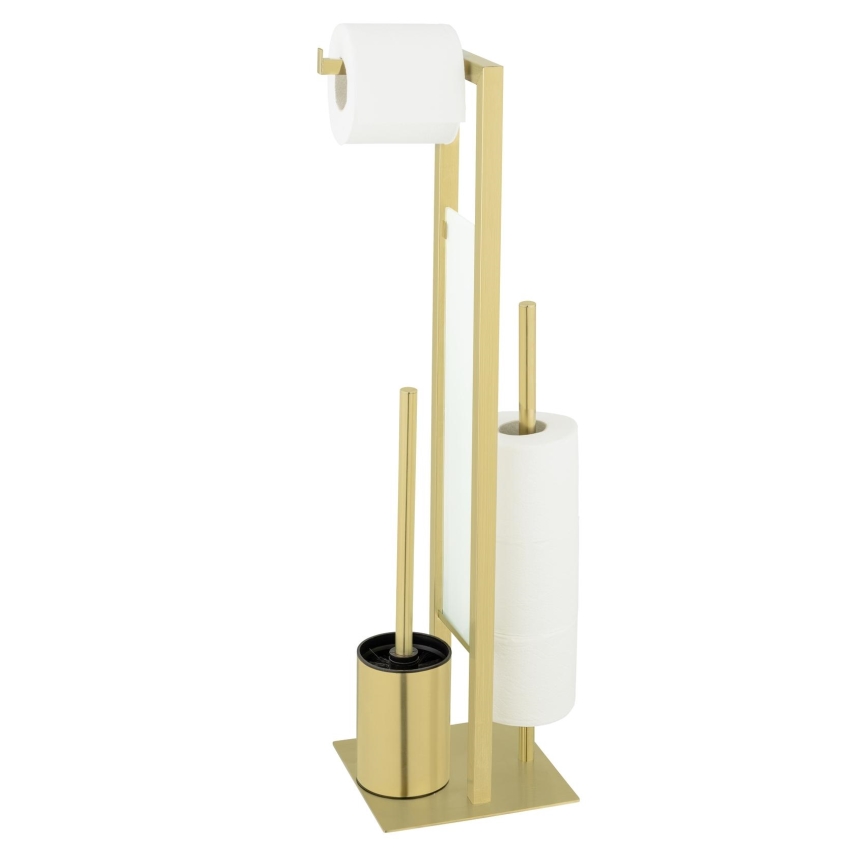 WENKO 26034100 - WC-sæt RIVALTA 18x70 cm rustfrit stål/guld/hvid/sort