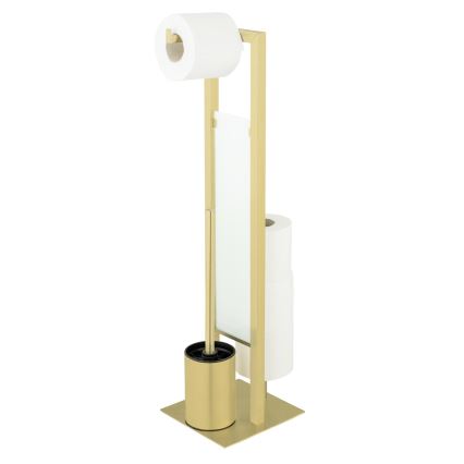 WENKO 26034100 - WC-sæt RIVALTA 18x70 cm rustfrit stål/guld/hvid/sort