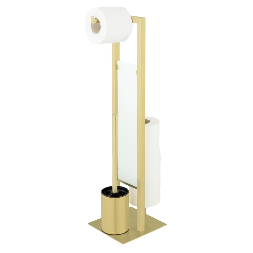 WENKO 26034100 - WC-sæt RIVALTA 18x70 cm rustfrit stål/guld/hvid/sort