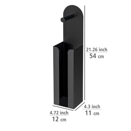 WENKO 26059100 - Rulleholder AGIRA 12x54 cm sort