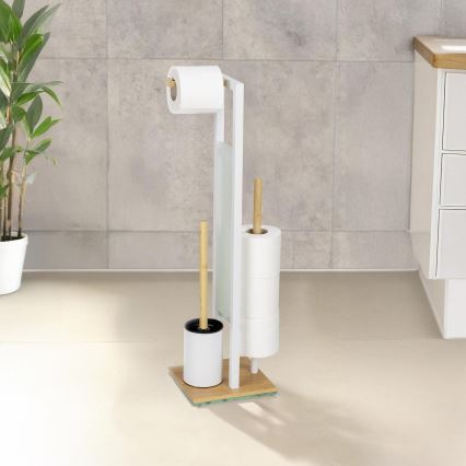 WENKO 26214100 - WC-sæt RIVALTA 18x70 cm brun/hvid