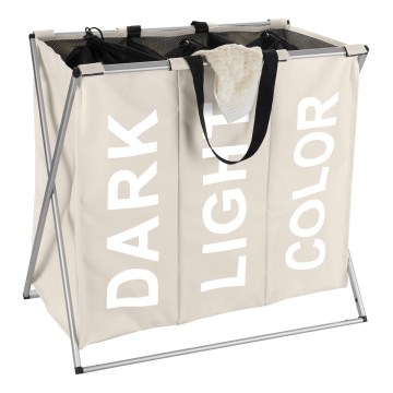WENKO 3440113100 - Vasketøjskurv TRIO 63x57 cm beige/sort/sølv