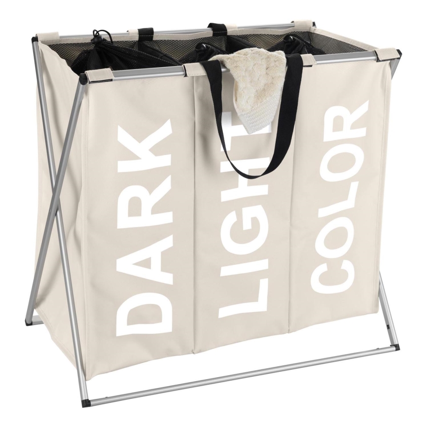 WENKO 3440113100 - Vasketøjskurv TRIO 63x57 cm beige/sort/sølv