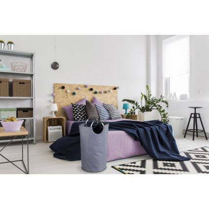 WENKO 3440803100 - Vasketøjskurv JUMBO 38x72 cm antracit/sølv/sort
