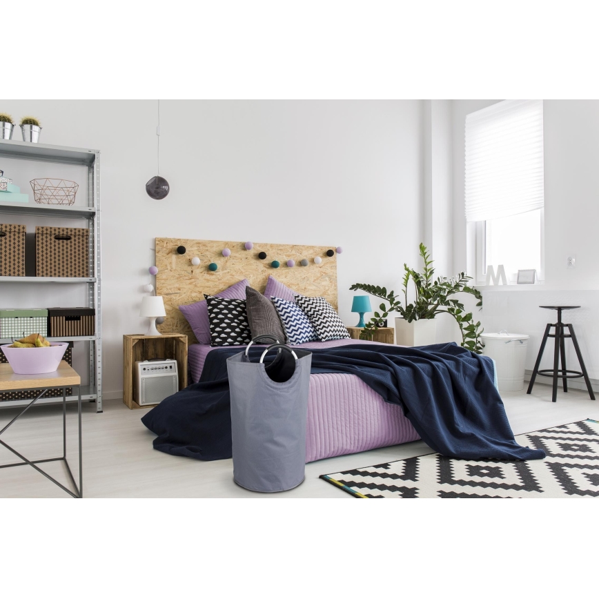 WENKO 3440803100 - Vasketøjskurv JUMBO 38x72 cm antracit/sølv/sort