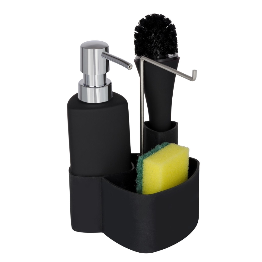 WENKO 3620127800 - Vaskesæt EMPIRE 11x19 cm sort/sølv