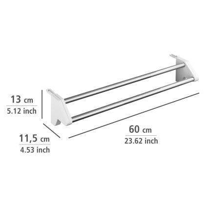 WENKO 3703100 - Tørrestativ TWIN 60x13 cm sølv/hvid
