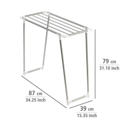 WENKO 3774020100 - Tørrestativ PROFI SINGLE 87x79 cm rustfrit stål/sølv/hvid