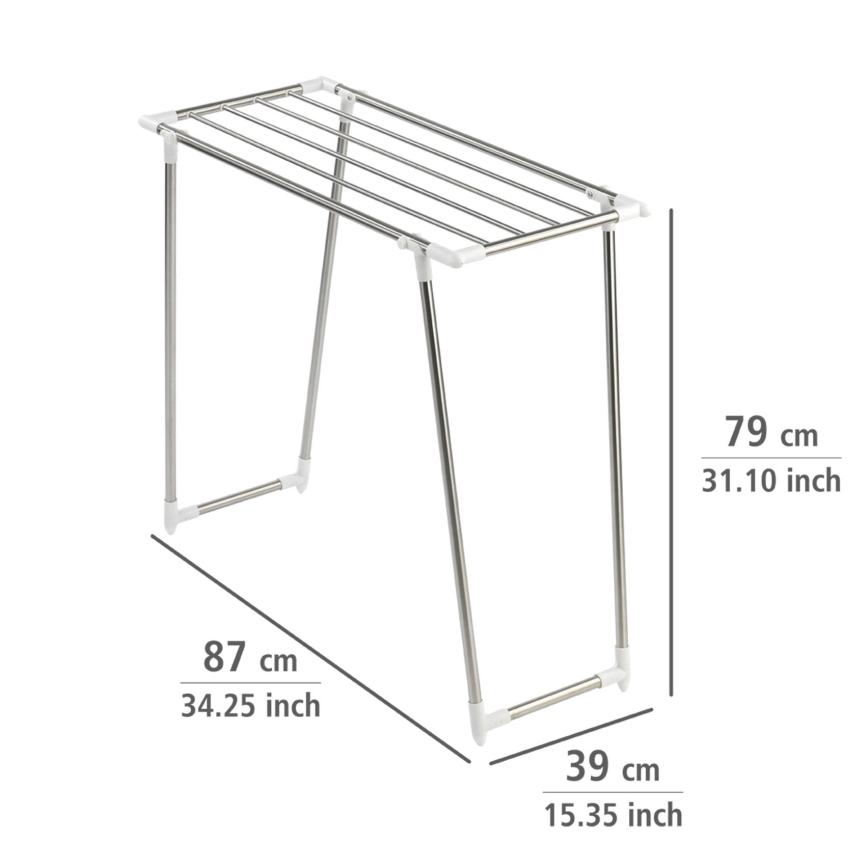 WENKO 3774020100 - Tørrestativ PROFI SINGLE 87x79 cm rustfrit stål/sølv/hvid