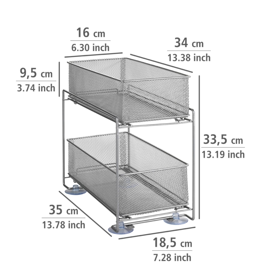 WENKO 53140800 - GIOMA-hylde 35 x 33,5 cm, sølv