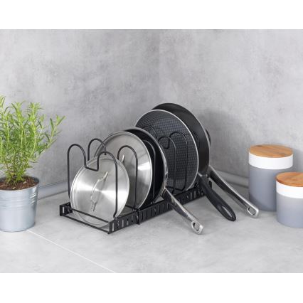 WENKO 53149100 - Holder til grydelåg og pander 18x18 cm sort