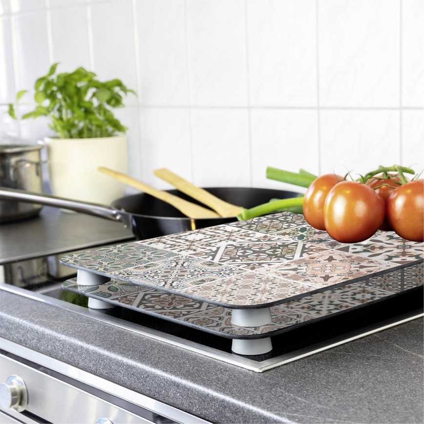 WENKO 53904100 - Dæksel til kogeplade 30x52 cm multifarvet/grå/gennemsigtig