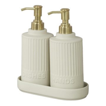 WENKO 54651100 - Sæbedispenser HEIDI 19x21 cm creme/guld/hvid