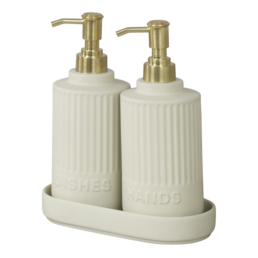WENKO 54651100 - Sæbedispenser HEIDI 19x21 cm creme/guld/hvid
