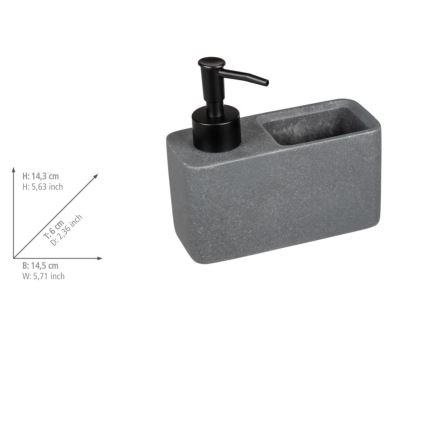 WENKO 54669100 - Sæbedispenser RESA 14,5x14,3 cm grå/sort