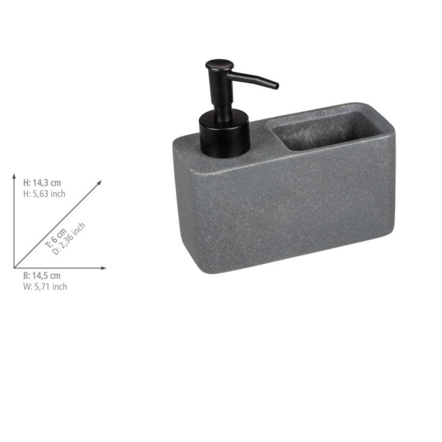 WENKO 54669100 - Sæbedispenser RESA 14,5x14,3 cm grå/sort